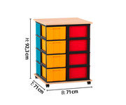 Flexeo® Fahrbares Containersystem mit Ablage 16 große Boxen 3