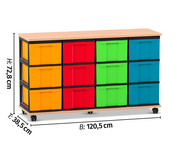 Flexeo® Fahrbares Containersystem mit Ablage 12 große Boxen 3