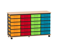 Flexeo® Fahrbares Containersystem mit Ablage, 24 kleine Boxen