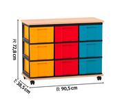 Flexeo® Fahrbares Containersystem mit Ablage 9 große Boxen 3
