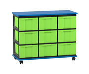 Flexeo® Fahrbares Containersystem mit Ablage 9 große Boxen 5