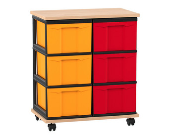 Flexeo® Fahrbares Containersystem mit Ablage 6 große Boxen