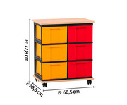 Flexeo® Fahrbares Containersystem mit Ablage 6 große Boxen 3