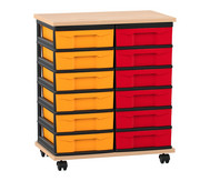 Flexeo® Fahrbares Containersystem mit Ablage, 12 kleine Boxen