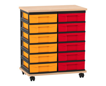 Flexeo® Fahrbares Containersystem mit Ablage 12 kleine Boxen