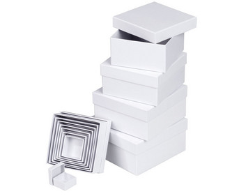 Geschenkboxen eckig 12 Stück blanko weiß
