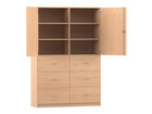Flexeo® Schrank 6 große Schubladen 6 Fächer 2 Türen Breite 126 4 cm