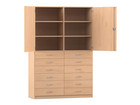 Flexeo® Schrank 12 große Schubladen 6 Fächer Mittelwand 2 Türen
