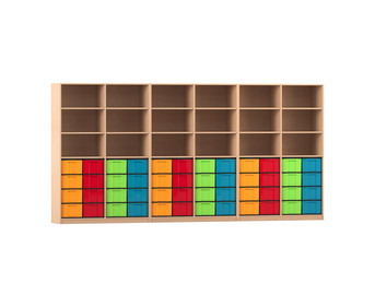 Flexeo® Systemschrankwand 48 große Boxen 18 Fächer