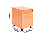 Flexeo® Schreibtisch Container mit 3 Schubladen 5