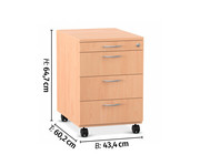 Flexeo® Schreibtisch Container mit 4 Schubladen 5