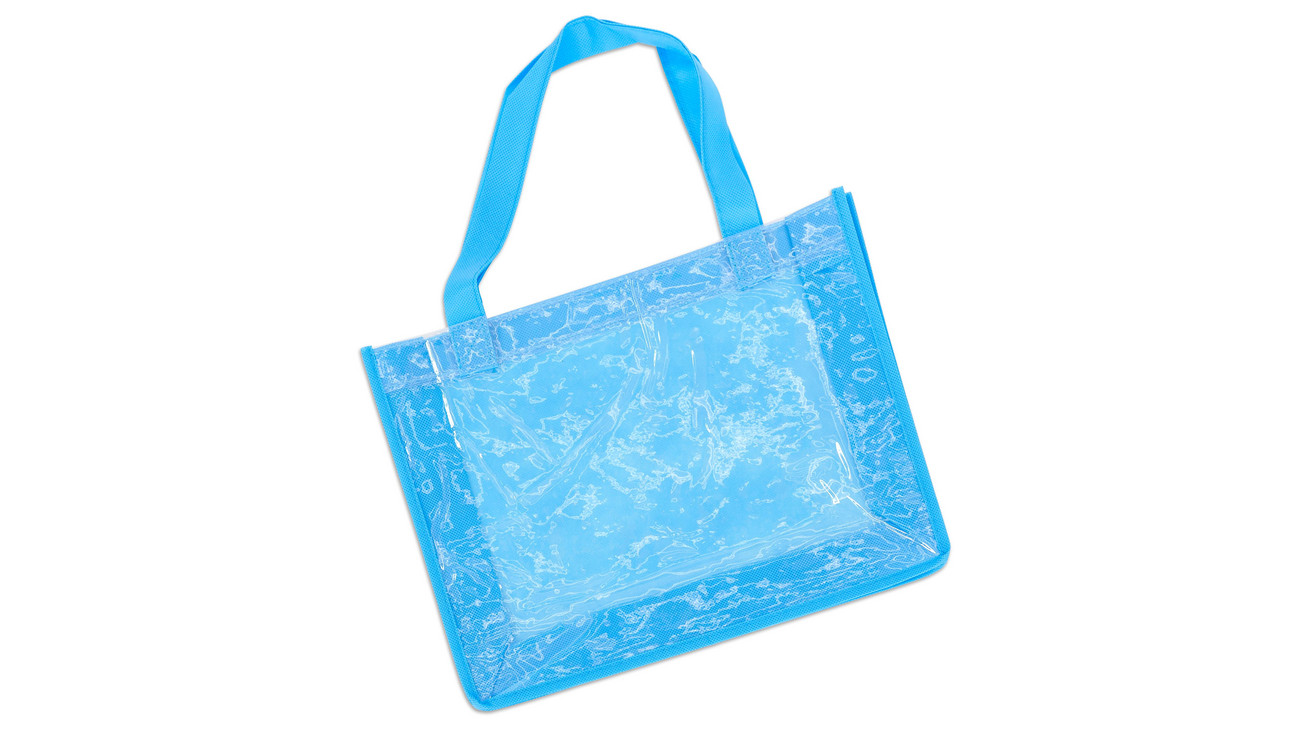 Strandtasche DIN A4 Mehrzwecktasche individuell gestaltbar Betzold Tragetasche mit Einschub aus Kunststoff grau