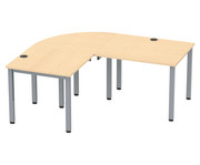 Flexeo® Schreibtisch (Breite 100 cm) mit Anbau und Viertelkreis 2