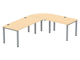 Flexeo® Schreibtisch (Breite 120 cm) mit Anbau und Viertelkreis