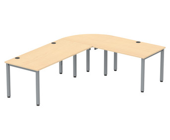 Flexeo® Schreibtisch (Breite 120 cm) mit Anbau und Viertelkreis