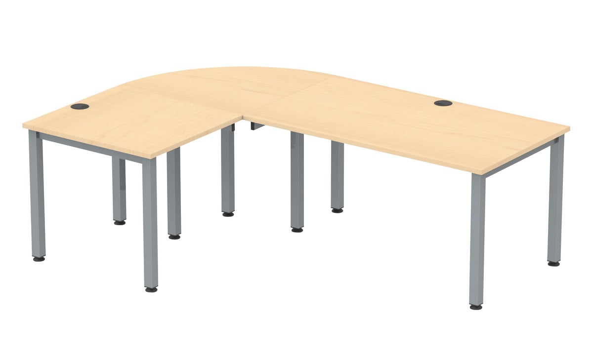 Flexeo® Schreibtisch (Breite 140 cm) mit Anbau und Viertelkreis