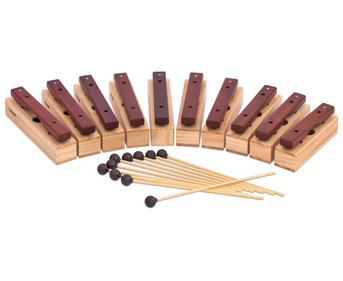 Betzold 10 Sopran Klangbausteine und 10 Schlägel Hartholz