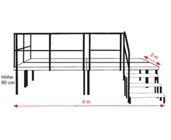 Treppe für 80 cm Bühne 3 stufig ohne Geländer