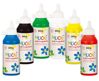 KREUL MUCKI Stoff Fingerfarben 250 ml 6er Set