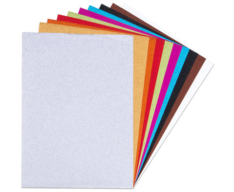 Glitter-Kraftpapier 10 Farben 24 x 34 cm