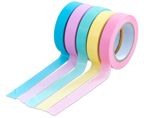 Washi Tape aus 5 Rollen Uni Pastell