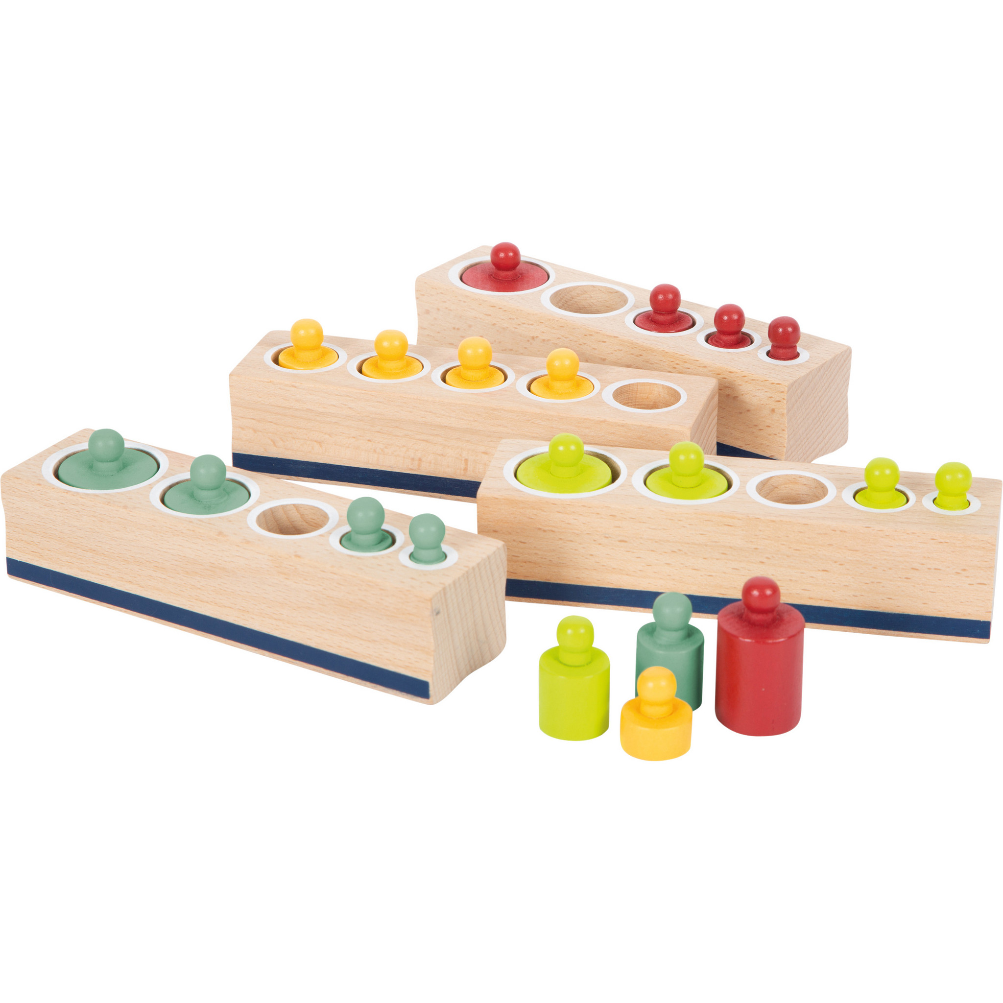 Edu Fun Montessori Zylinderblöcke – Variante 2, Gleiche Höhe, Unterschiedliche Durchmesser, Aus Massivholz, Für Kinder Ab 3 Jahre