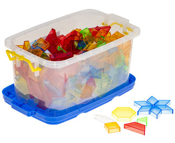 Betzold Transparente Pattern Blocks 360 Teile in Stapelbox