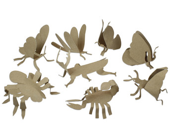 Insekten und Spinnentiere aus Pappe 24 Stück