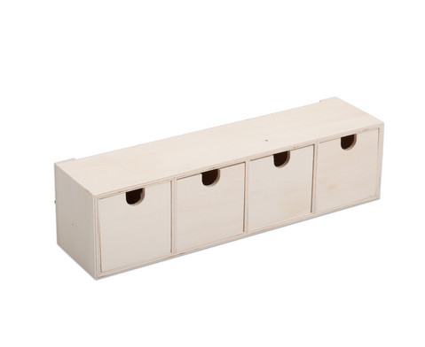 Schubladenbox aus Holz 4 Faecher