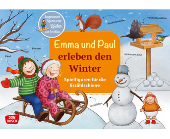 Emma und Paul erleben den Winter Spielfiguren für die Erzählschiene