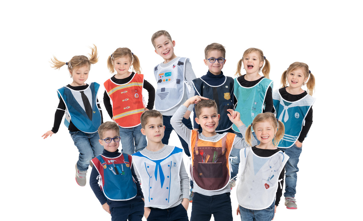 Kinder-Kostümwesten „Berufe", 10-teilig