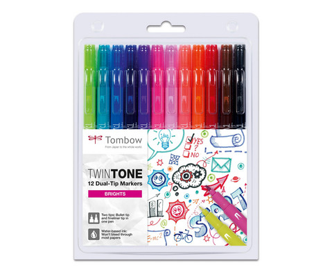 Tombow TwinTone Brights 12 Stueck