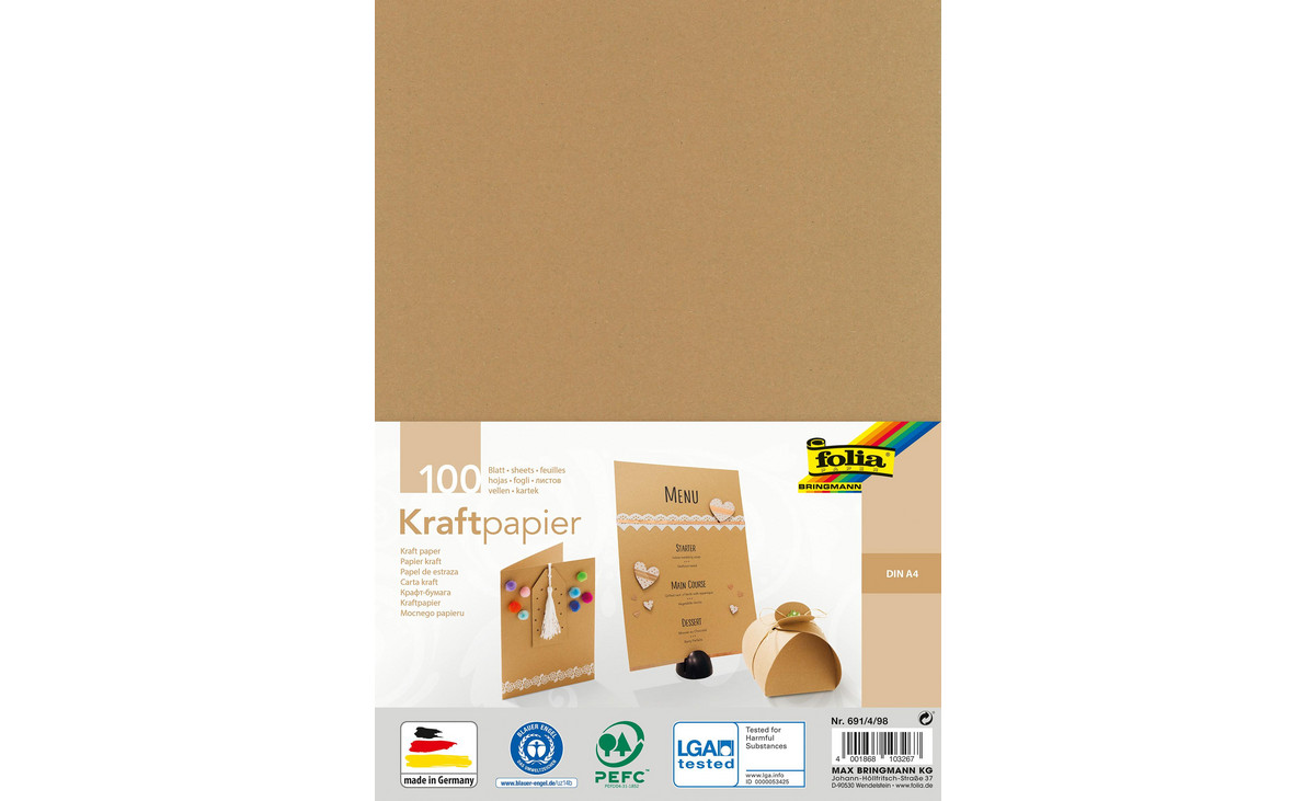 Kraftpapier, 120 g/m², DIN A4, 100 Blatt