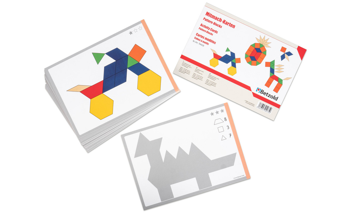 Betzold Mitmach-Karten Pattern Blocks – 32 Aufgabenkarten Für Geometrische Grunderfahrungen (DIN A5)