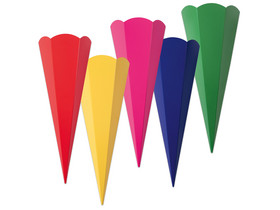 folia Schultüten-Rohlinge, bunt, 10er-Set, 5 Farben