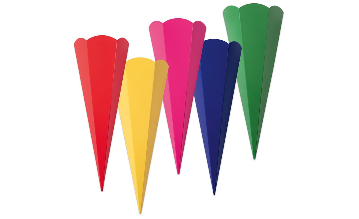Schultüten-Rohlinge, für Geschwister, bunt, 10er-Set, 5 Farben