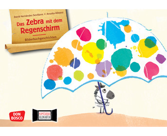 Kamishibai Bildkarten Das Zebra mit dem Regenschirm