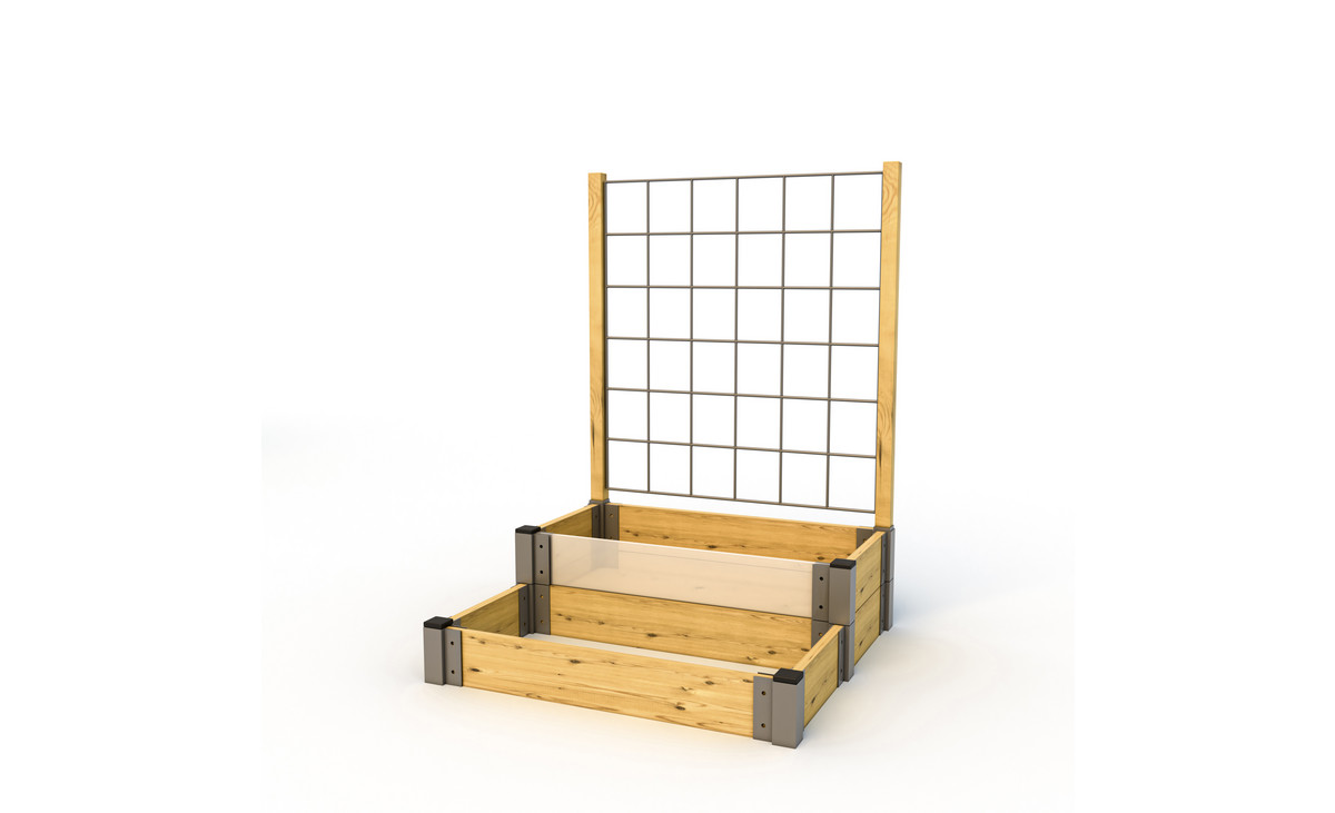 Mehrstufiges Hochbeet mit Rankgitter