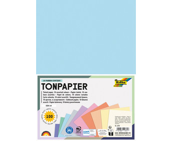 Tonpapier Pastell 130 g/m² DIN A4 100 Bogen 10 Farben