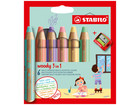 STABILO® Buntstifte woody 3 in 1 pastell Kartonetui inkl Spitzer 6 Farben