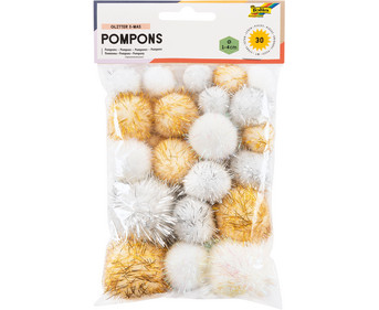 folia Glitzer Pompons Weihnachten 30 Stück