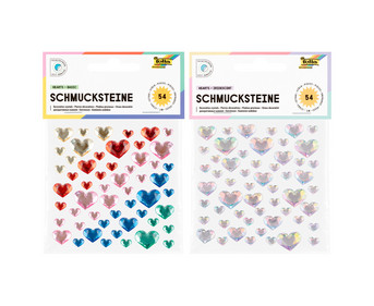 folia Herz Schmucksteine selbstklebend 54 Stück