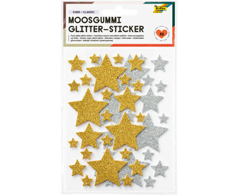 folia Moosgummi Glitzer Sticker Sterne 50 Stück