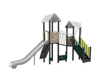 Spielgerät mit Brücke und Rutsche