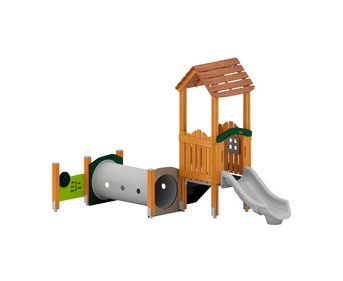 Spielturm mit Tunnel und Rutsche Massivholz