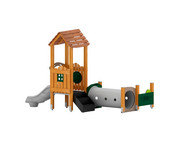Spielturm mit Tunnel und Rutsche Massivholz 2
