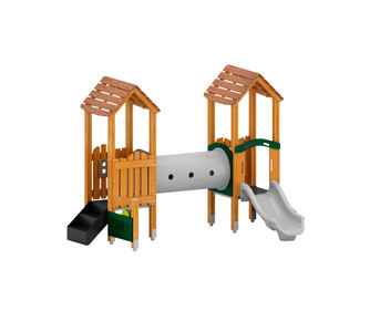 Spieltürme mit Tunnel Brücke und Rutsche Massivholz
