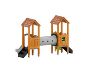 Spieltürme mit Tunnel Brücke und Rutsche Massivholz 2