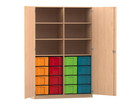 Flexeo® Schrank 16 große Boxen 6 Fächer Mittelwand 2 Türen