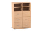 Flexeo® Schrank 6 große Schubladen 4 Fächer Mittelwand Breite 94 4 cm